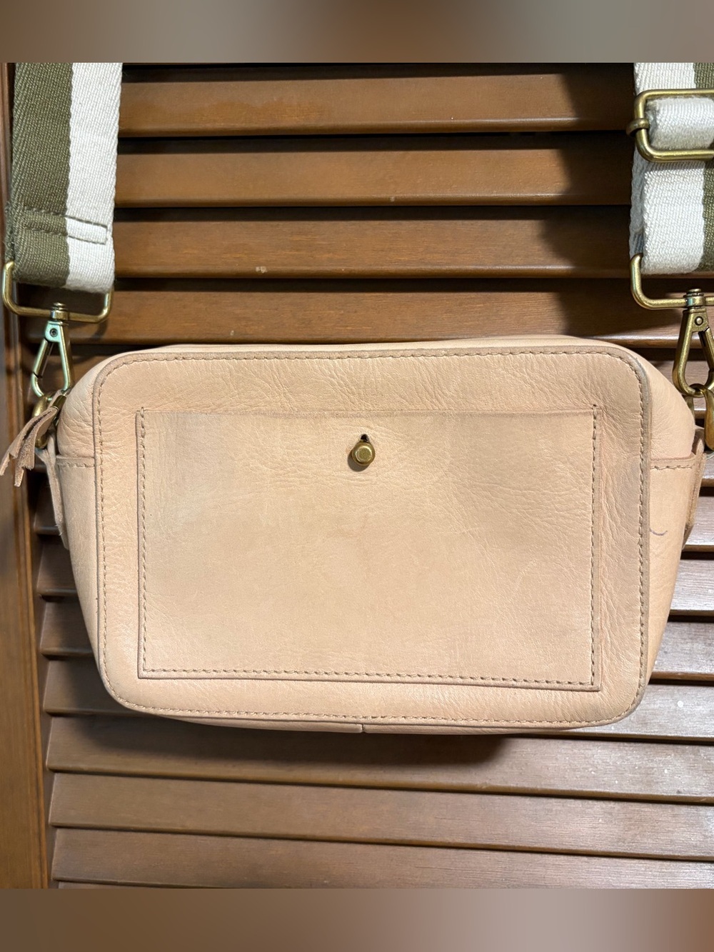 Madewell Leather Crossbody Bag in Light Beige